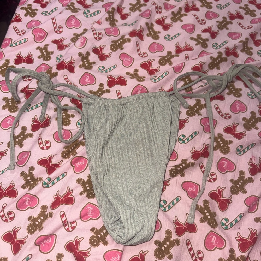 Green Ribbed Bikini Bottom